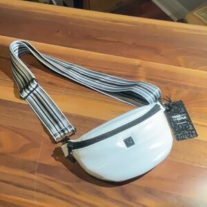 Think Royln Shining Star White Patent Quilted Crossbody Bag